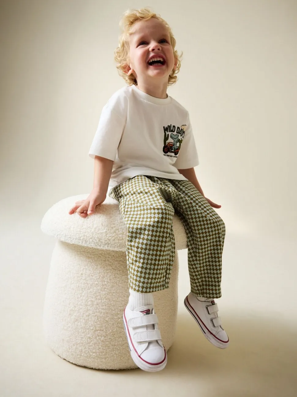 Groen/blauw Mini Harlequin - Barrel pull-on broek (3mnd -7jr) (3mnd -7jr)
