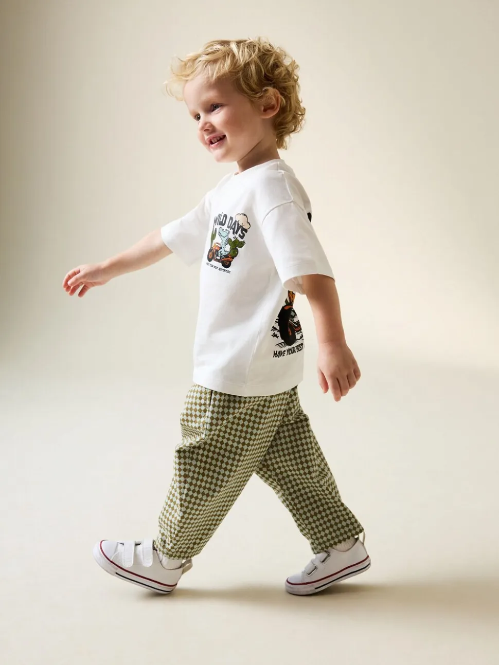 Groen/blauw Mini Harlequin - Barrel pull-on broek (3mnd -7jr) (3mnd -7jr)