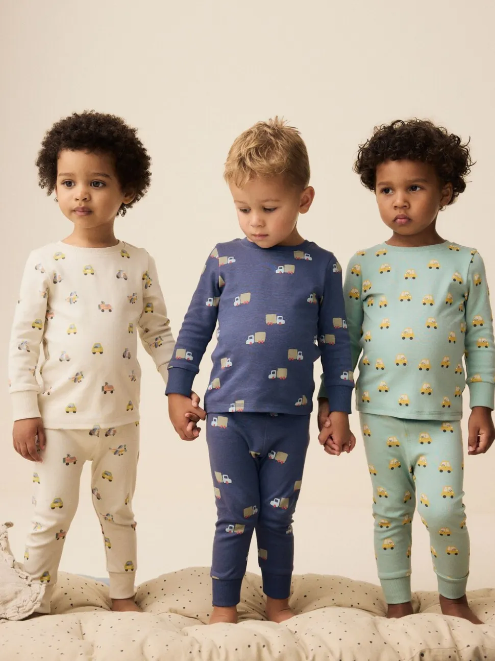 Groen/blauw transport - Mini Knusse Pyjama's 3 Set (9mnd-10jr)