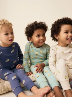 Groen/blauw transport - Mini Knusse Pyjama's 3 Set (9mnd-10jr)
