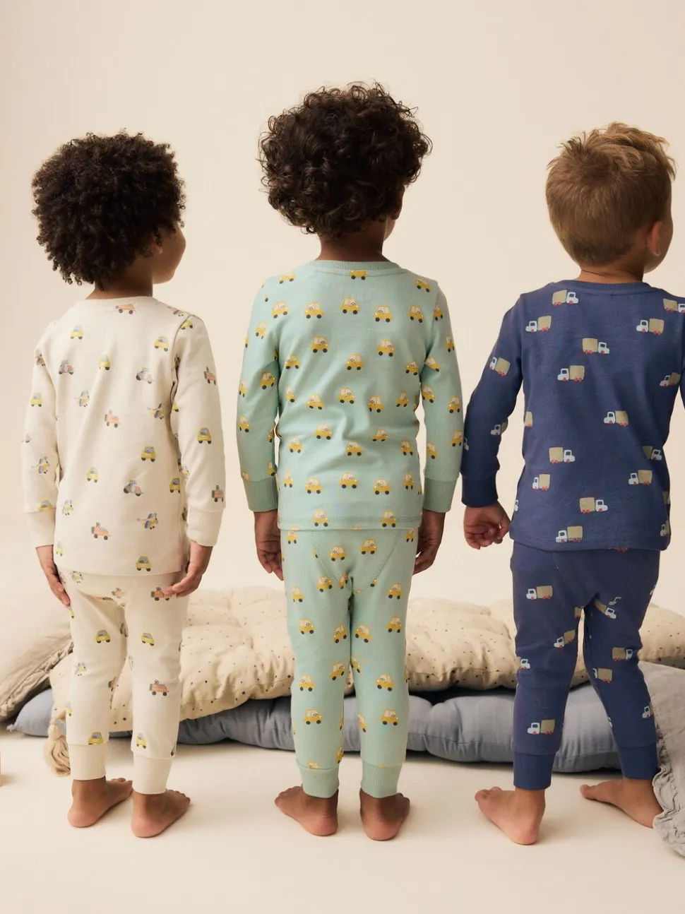 Groen/blauw transport - Mini Knusse Pyjama's 3 Set (9mnd-10jr)