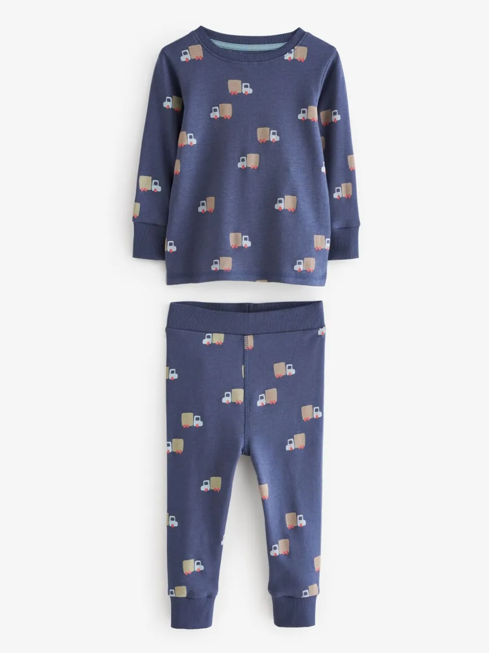Groen/blauw transport - Mini Knusse Pyjama's 3 Set (9mnd-10jr)
