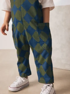 Groen/blauwe Harlequin - Tuinbroek (3mnd -7jr)