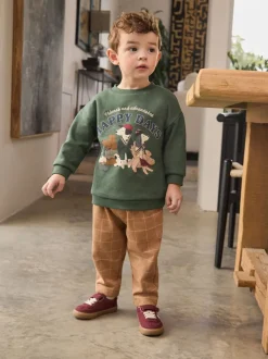 Groen/bruine hond - Set met sweatshirt en joggingbroek (3mnd -7jr)