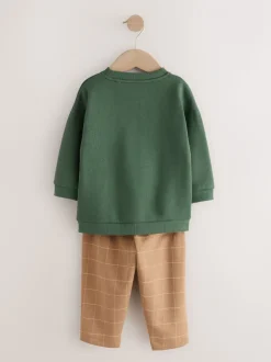 Groen/bruine hond - Set met sweatshirt en joggingbroek (3mnd -7jr)