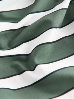 Groen/crème Strepen - Badpak met vormgevende zijrimpeling en buikcorrectie