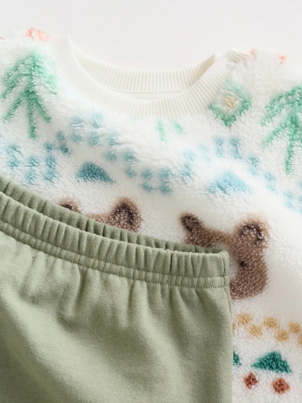 Groene beer Fairisle - Set van fleece top en joggingbroek voor baby's (0mnd -2jr)