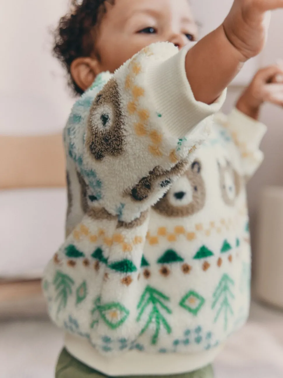 Groene beer Fairisle - Set van fleece top en joggingbroek voor baby's (0mnd -2jr)