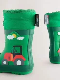 Groene boerderijdieren - Thinsulate™ - Gevoerde thermoregenlaarzen met boord