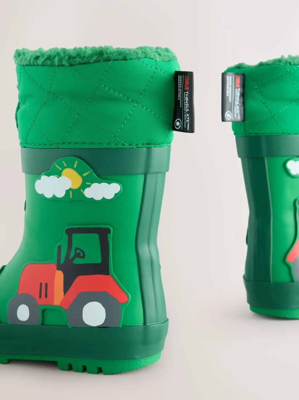 Groene boerderijdieren - Thinsulate™ - Gevoerde thermoregenlaarzen met boord