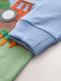 Groene boerderijscène - T-shirt met applicatie en lange mouwen (3 mnd-7 jr)
