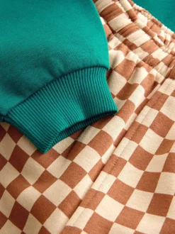 Groene croissant - Set met sweatshirt en joggingbroek met strepen (3mnd-7jr)