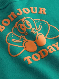 Groene croissant - Set met sweatshirt en joggingbroek met strepen (3mnd-7jr)