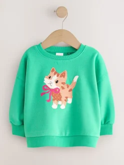 Groene kat - Sweatshirt met ronde hals (3 mnd-7 jr)