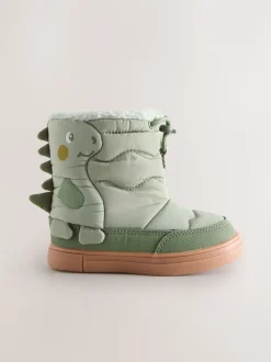 Groene Khaki Dino - Thermal Thinsulate™ gevoerde doorgestikte waterbestendige laarzen