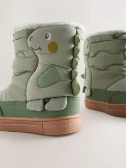 Groene Khaki Dino - Thermal Thinsulate™ gevoerde doorgestikte waterbestendige laarzen