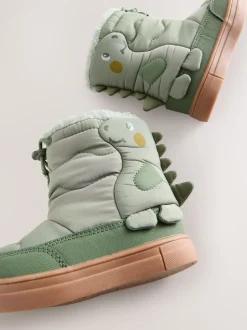 Groene Khaki Dino - Thermal Thinsulate™ gevoerde doorgestikte waterbestendige laarzen