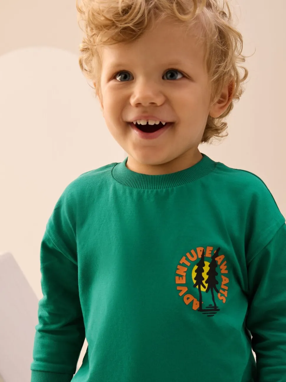Groene scène - T-shirt met lange mouwen en print op de rug (3mnd -8jr)