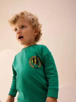 Groene scène - T-shirt met lange mouwen en print op de rug (3mnd -8jr)