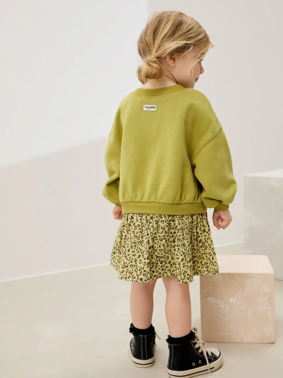 Groene wortel - Sweatjurk met mesh rok (3mnd -7jr)