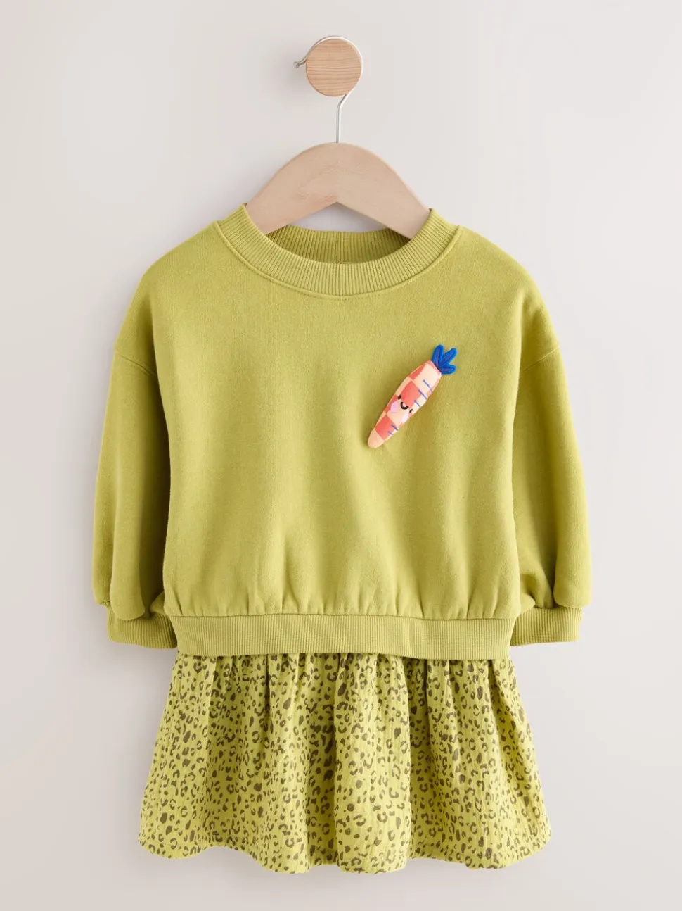 Groene wortel - Sweatjurk met mesh rok (3mnd -7jr)