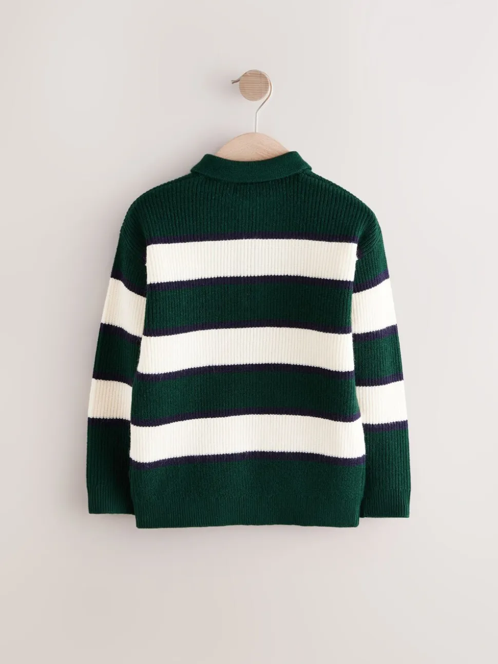 Groen/ecru gestreept - Gebreid rugbyshirt (3-16jr)