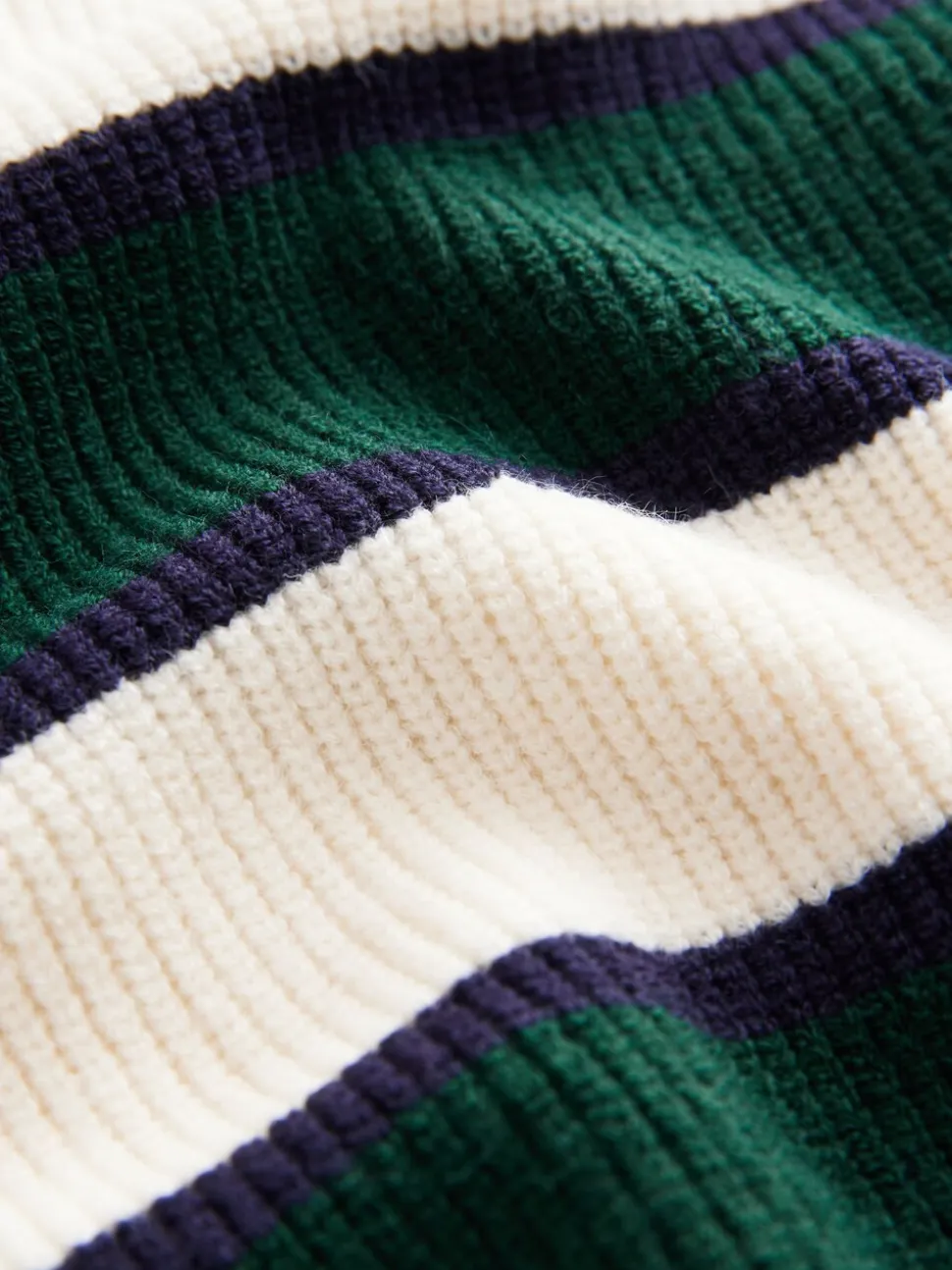 Groen/ecru gestreept - Gebreid rugbyshirt (3-16jr)