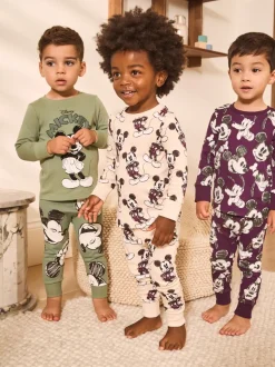 Groen/Ecru Mickey Mouse - Gelicentieerde knusse pyjama's 3 pack (9mnd -10jr)
