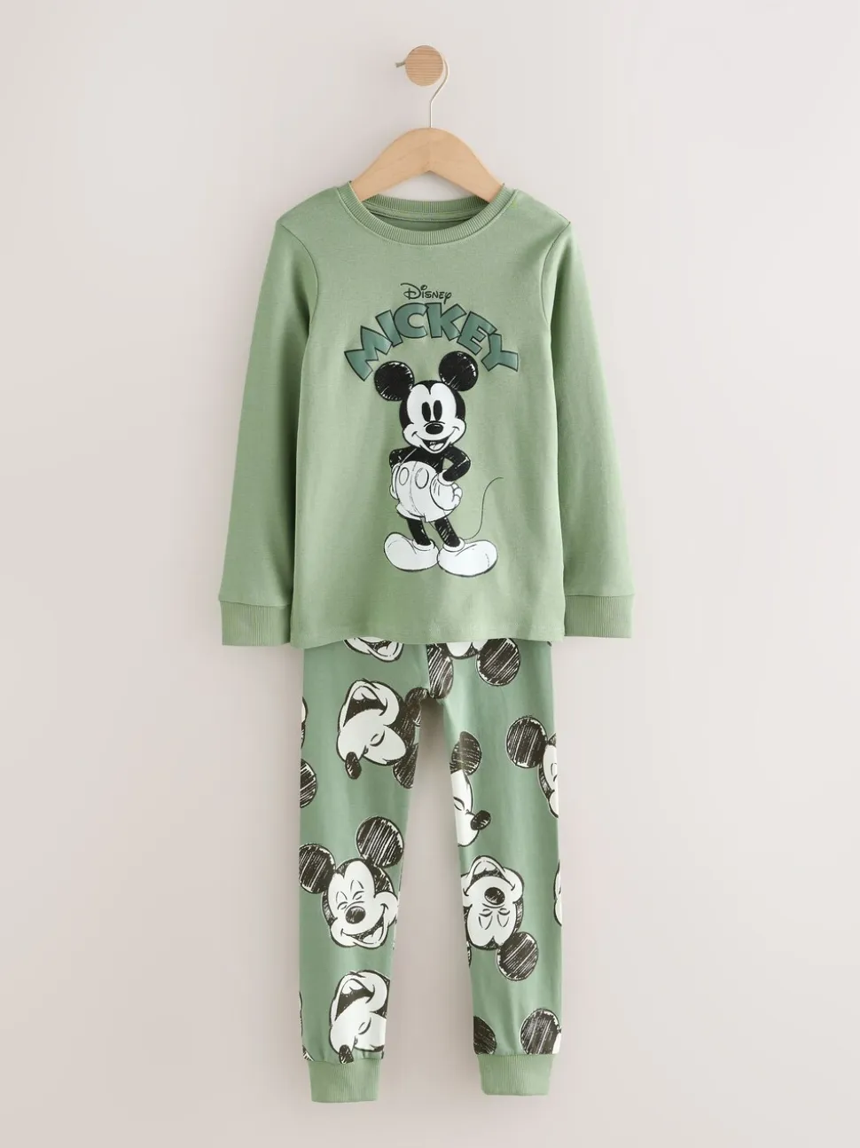 Groen/Ecru Mickey Mouse - Gelicentieerde knusse pyjama's 3 pack (9mnd -10jr)