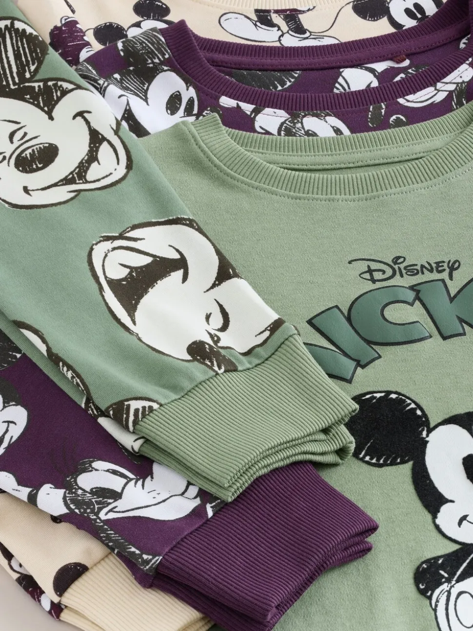 Groen/Ecru Mickey Mouse - Gelicentieerde knusse pyjama's 3 pack (9mnd -10jr)