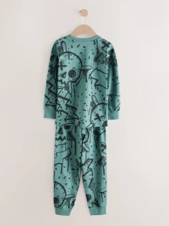 Groen/oranje graffiti-schedel - Verpakking van 3 pyjama's met lange mouwen (3-16 jr)