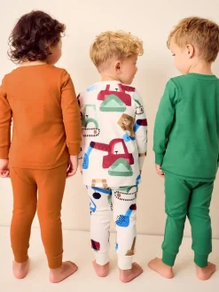 Groen/oranje transport - Mini Knusse Pyjama's 3 Set (9mnd-10jr)