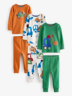 Groen/oranje transport - Mini Knusse Pyjama's 3 Set (9mnd-10jr)