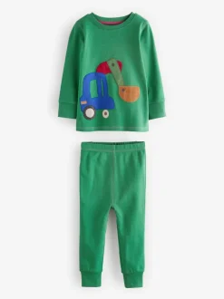 Groen/oranje transport - Mini Knusse Pyjama's 3 Set (9mnd-10jr)