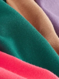 Groen/rood/camel/paars - Verpakking van 4 T-shirts met kleine grafische print en korte mouwen (3 - 16 jr)