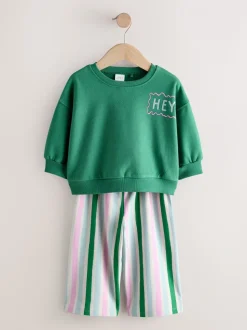 Groen/roze - Set van 2 tops en broeken (3mnd -7jr)