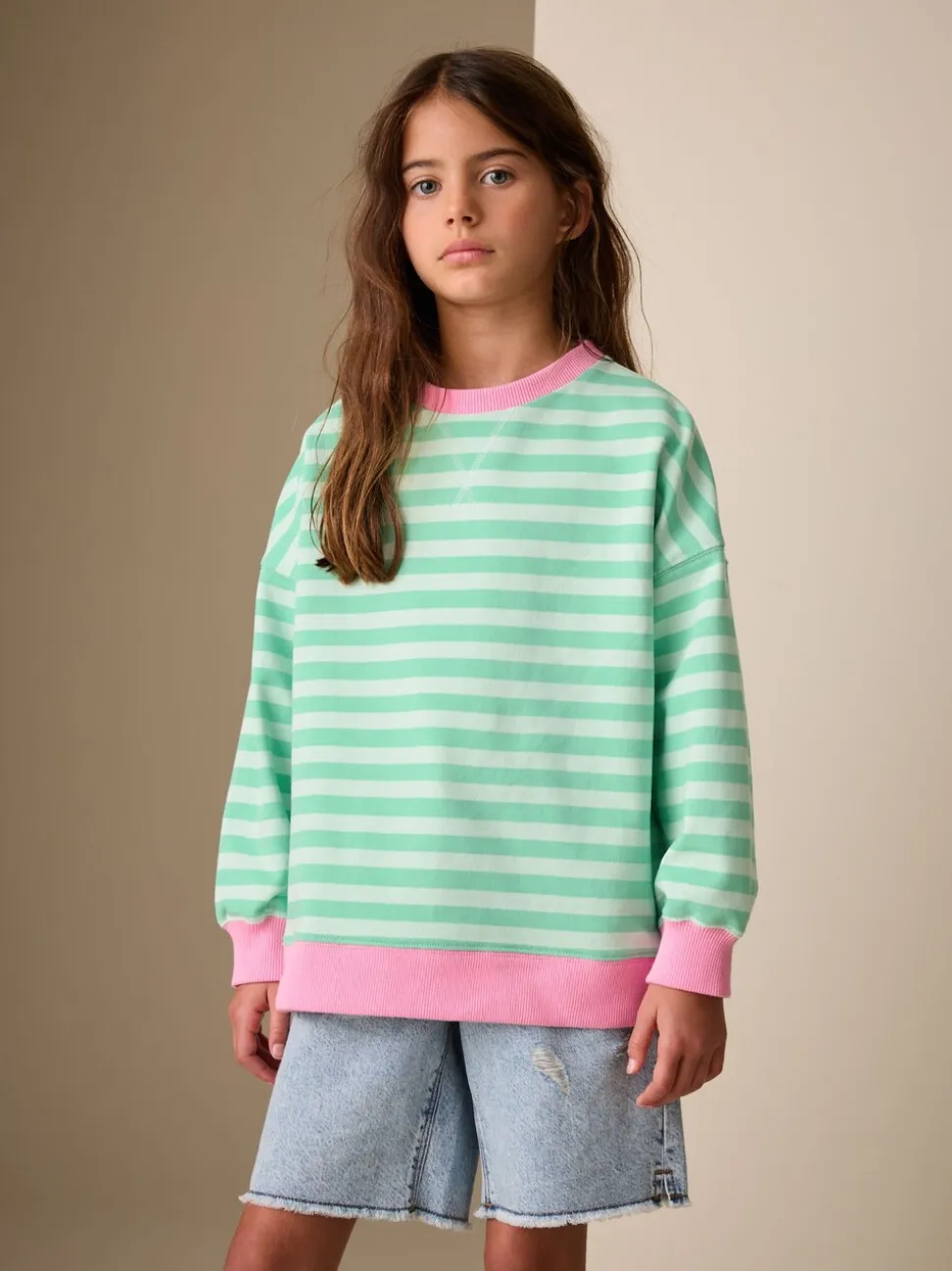 Groen/roze - Sweatshirt (3 - 16 jr)
