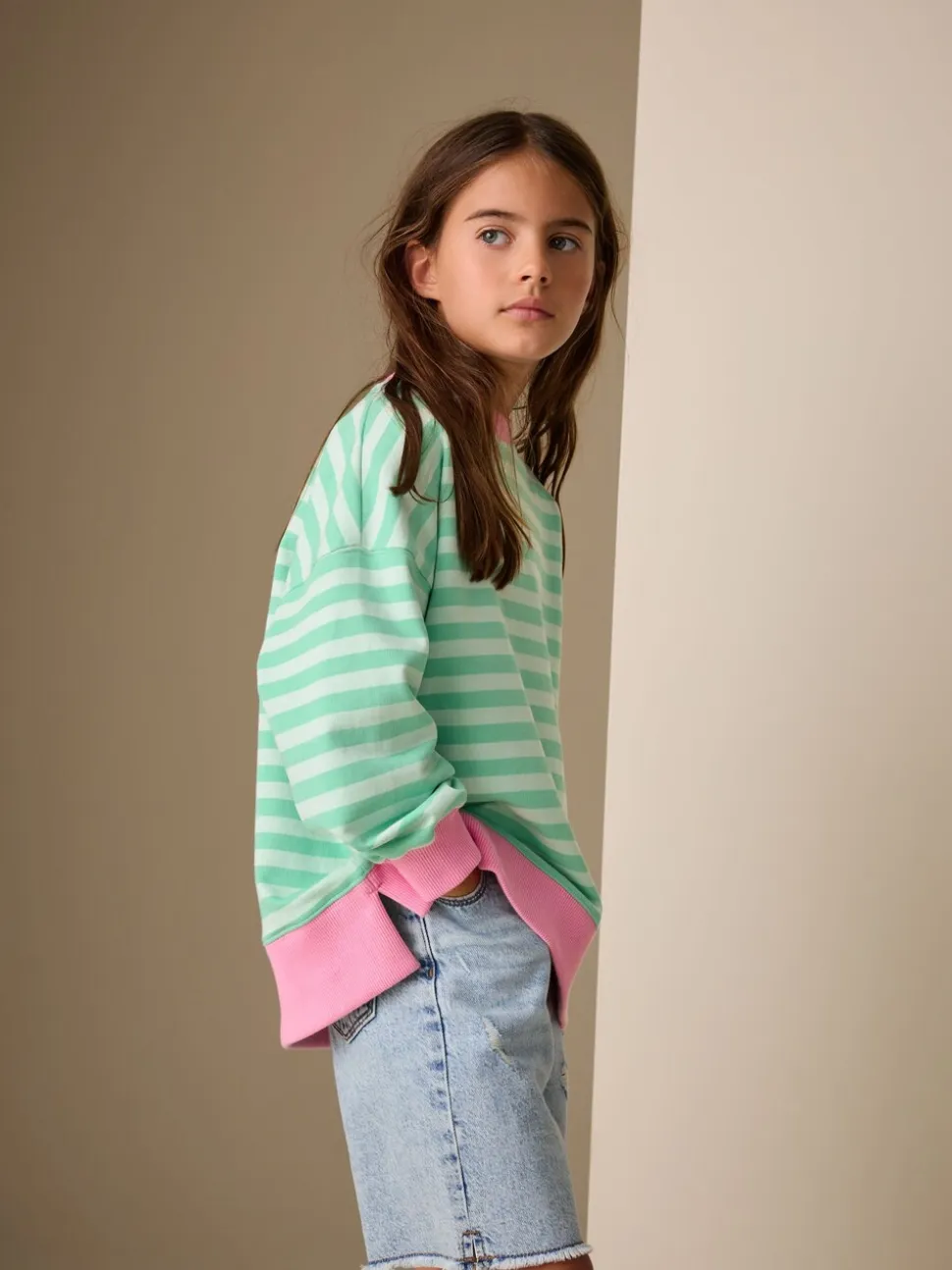 Groen/roze - Sweatshirt (3 - 16 jr)
