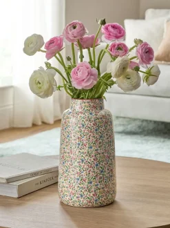 Grote vaas met fijne bloemenprint