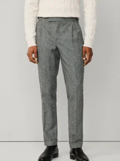 Hack Glen Check Peak Lapel Black Trouser