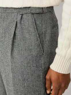 Hack Glen Check Peak Lapel Black Trouser