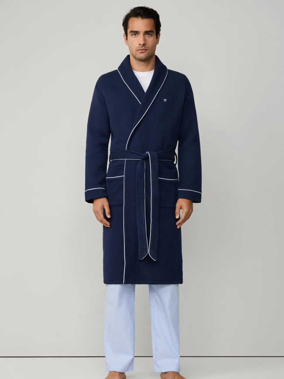 Hackett Blue Pure Cotton Waffle Robe