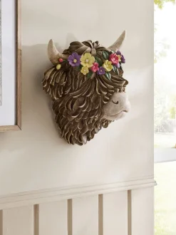 Hamish The Highland Cow Floral Head Wall Plaque