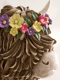 Hamish The Highland Cow Floral Head Wall Plaque