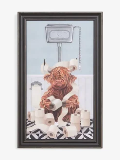Hamish The Highland Cow op het toilet - Wanddecoratie