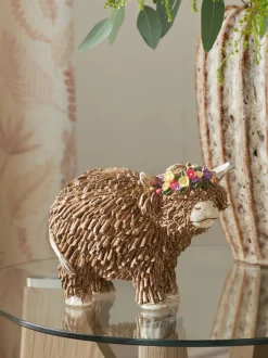 Hamish The Highland Cow Ornament With Floral Crown