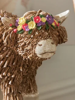 Hamish The Highland Cow Ornament With Floral Crown