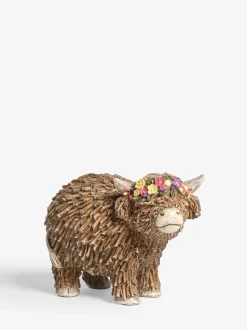 Hamish The Highland Cow Ornament With Floral Crown