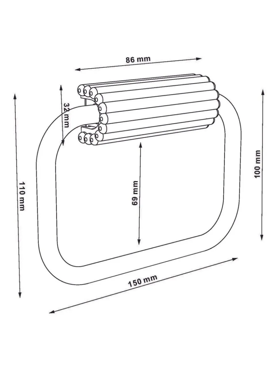 Handdoekrail met ribstructuur