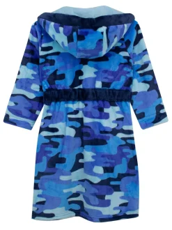 Harry Bear badjas met camouflageprint en BLAUWE AOP camouflageprint